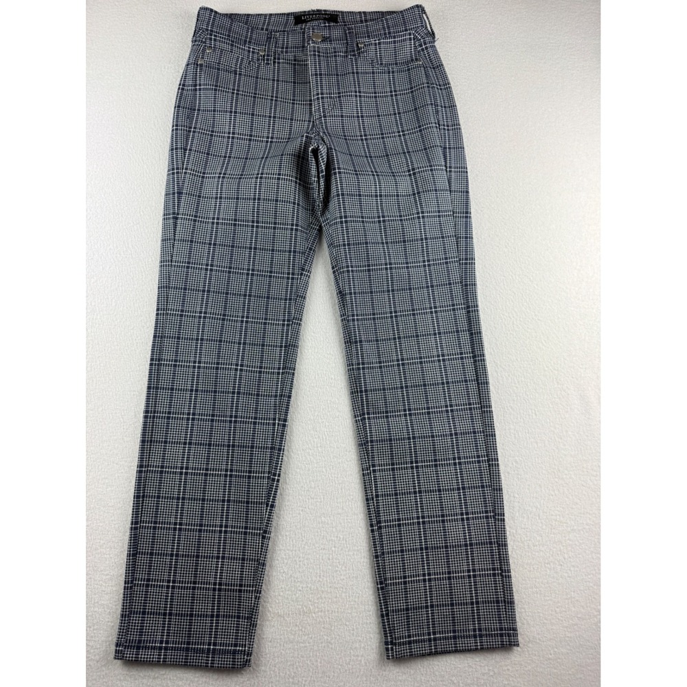 Liverpool Los Angeles Kelsey Slim Plaid Knit Trousers Navy Womens Size 4/27